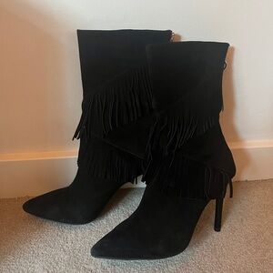 Wishbone suede fringe stiletto boots size 8.5